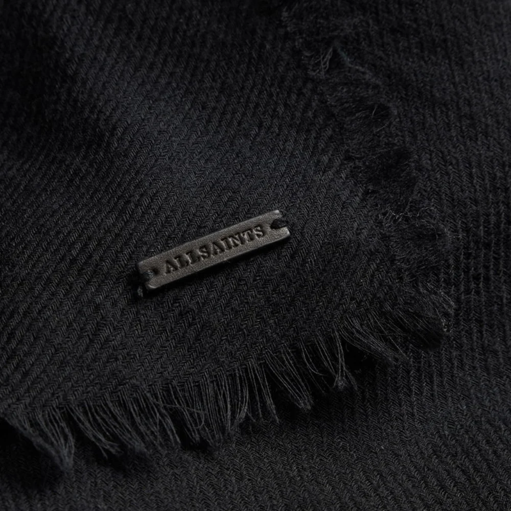 BN All Saints HUGE black solid twill Merino wool scarf